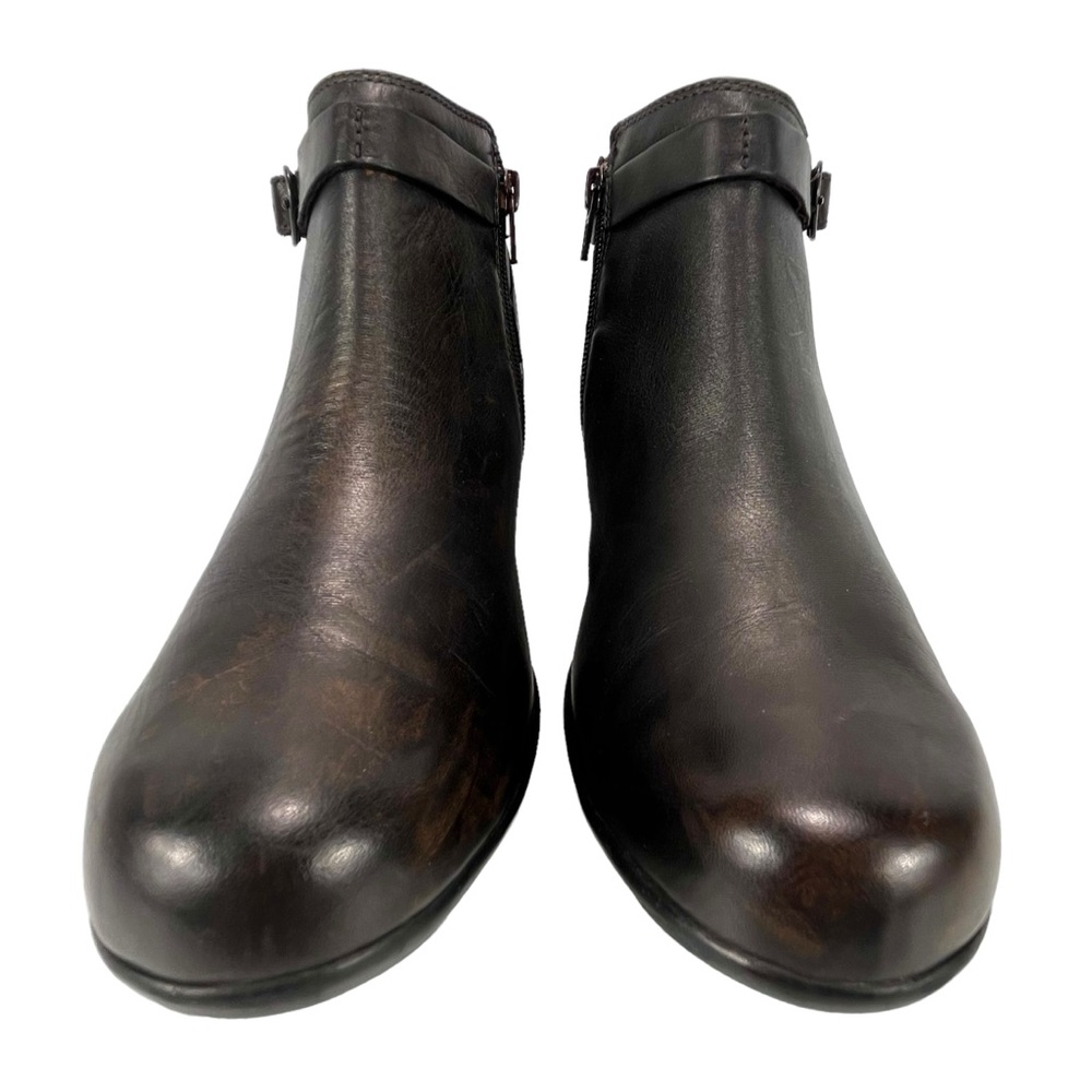 Clarks Women 9.5W Malia Hawthorn Brown Leather Side Zip‎ Ankle Boot - Picture 3 of 13